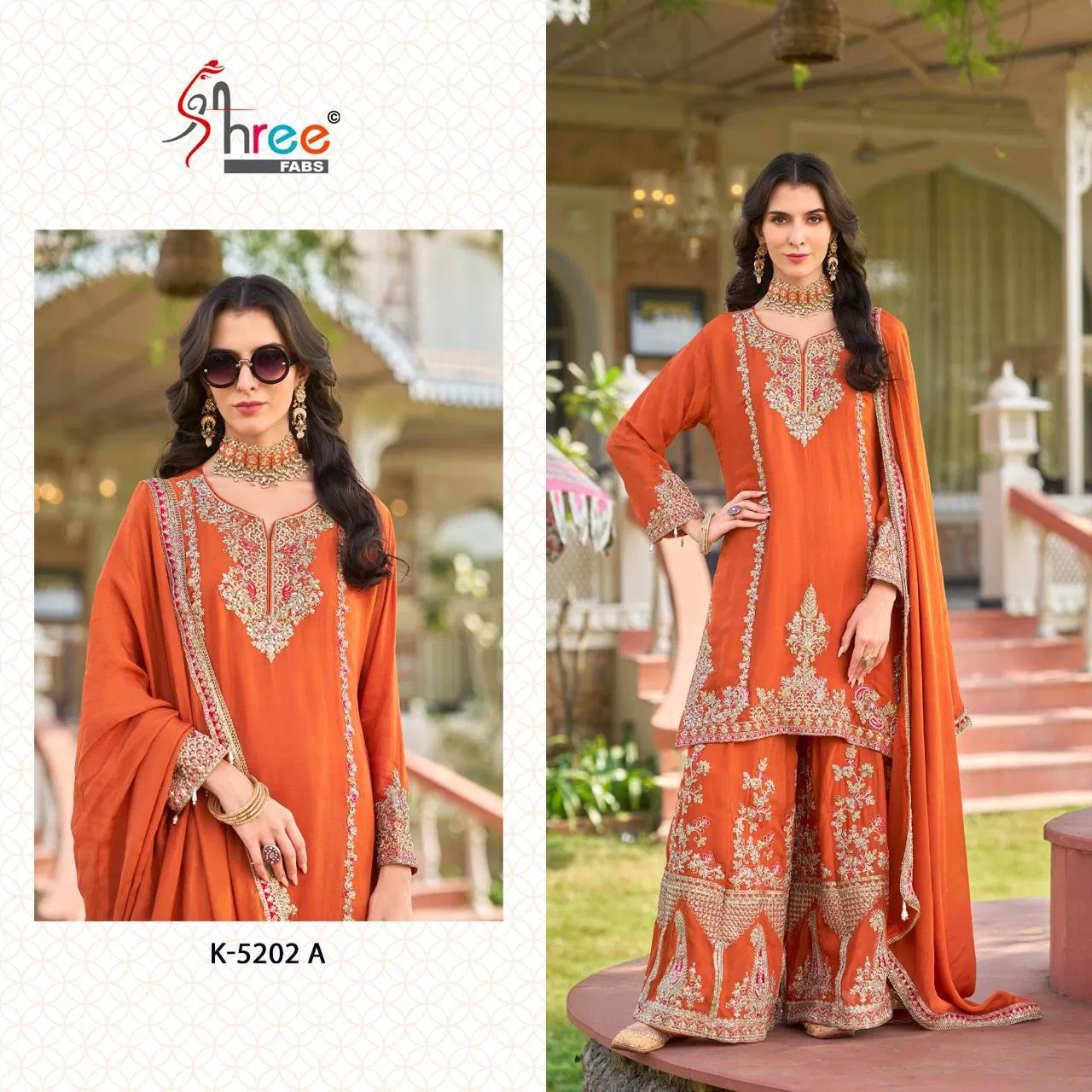 K 5202 By Shree Fabs Chinon Pakistani Readymade Suits Exporters In India